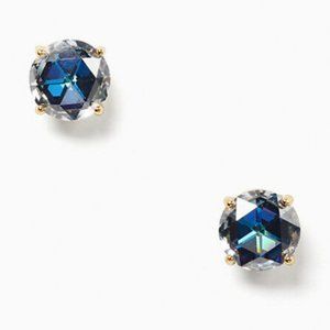 Kate Spade Bright Ideas Stud Earring Blue Crystal Women Round 14K Gold Plate